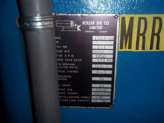 B &amp; K 1-1/2B-18 Sheet Roll Former, Machine ID: 5642